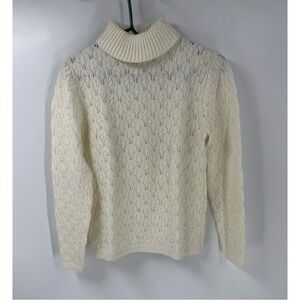 Ship’n shore vintage wool blend open knit turtleneck sweater, medium